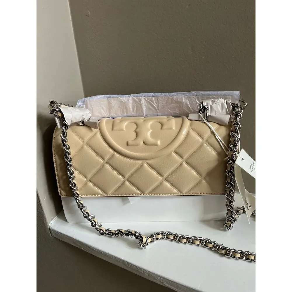 Tory Burch  Small Fleming Polished Grain Leather Shoulder Bag